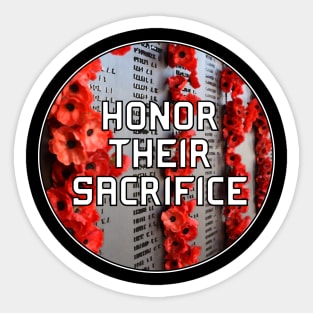 Honor Their Sacrifice Memorial with Red Poppy Flowers (MD23Mrl006c) Sticker